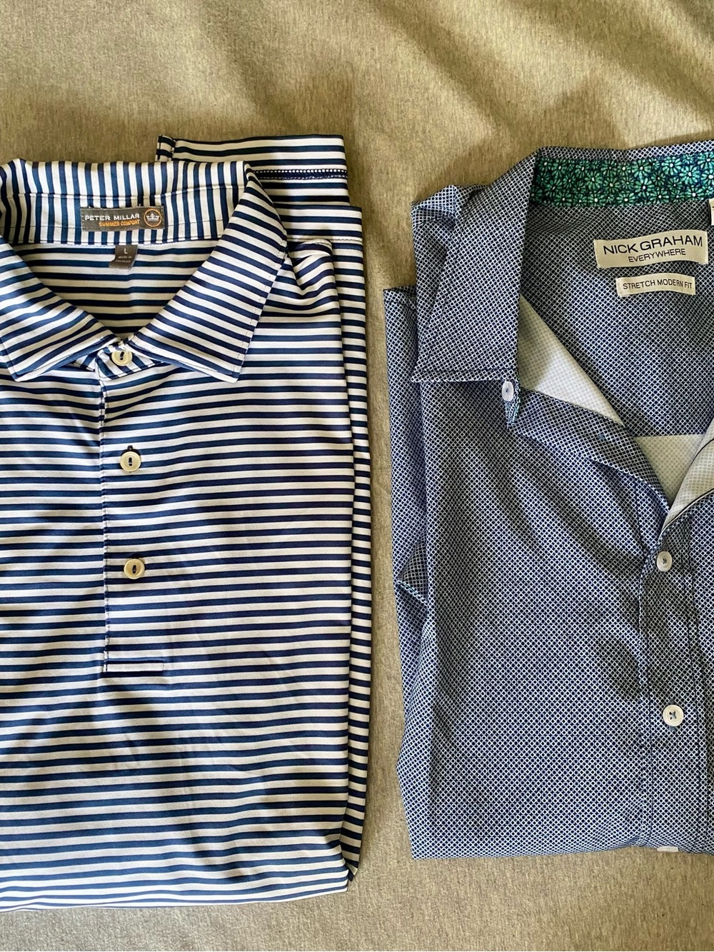 Peter Millar Navy & White Striped Performance Polo